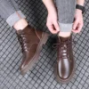 Cow Leather Boots for Man Fashion Casual Designer Warm Cotton Shoes Male Autumn Winter Platform Boots Shoes Men - Image 6