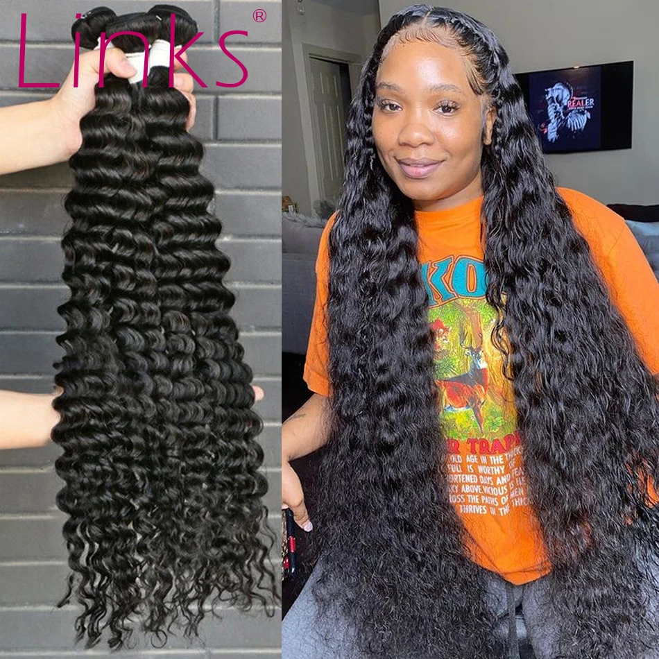 Links Brazilian Human Hair Weave Bundles 3 4 loose deep Wave 28 30 40 Inch Bundles Wholesale Vendor Remy curly Hair Extensions