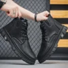 New Men's Boots Brand Designer High Top Fashion Leather Men Boot Quality Outdoor Anti slip Comfortable Shoe Running Shoe Zapatos - Image 5