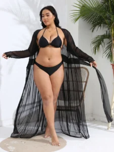 2024 New Cover Up Plus Size Bikini Women Swimsuit Cover-up White Bathing Suit Beach Wear Knitting Swimwear mesh Beach Dress - Image 5