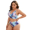 Tie Dye Print Tankini Bathing Suits for Women Plus Size Swimsuit for Women 2 Piece High Waist Beach Swimwear - Image 5