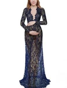 2022 Lace V-neck Pregnancy Dresses Fancy Shooting Photo Pregnant Clothes Maternity Dress for Photo Shoot Plus Size Women Clothes - Image 5