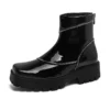 mens luxury fashion patent leather boots square toe shoes cowboy platform ankle boot stage DJ singer designer chelsea botas male - Image 5
