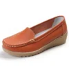 Spring and Autumn Genuine Leather Mom Shoes Nurse Shoes Slope Heels Casual Single Shoes Middle Heels Women's Shoes - Image 6