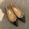 Plus Size Luxury Brand Design Colorful Point Toe Rivet Flat Women Professional Low Heels Casual Shoes Zapatos Mujer - Image 3