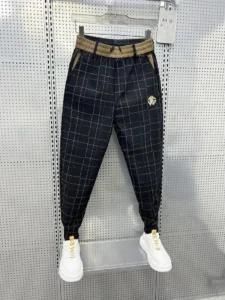 Black Plaid Pants Casual Pencil Trousers High Quality Luxury Brand Men's Clothing - Image 3
