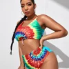 2023 New Fashion Tie Dye Bikini Sets for Women Two Pieces High Waist Tankinis Swimwear for Women Large Big Plus Size Swimsuits - Image 3