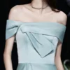 One Shoulder Elegant Simple Wedding Party Vestidos Banque Split Temperament Prom Dresses Pleated Satin Evening Dress Women - Image 5