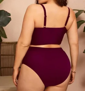 Push Up Bikini Plus Size Swimsuits for Curvy Women Strap Backless High Waist Sexy Swimwear Solid Bathing Suit - Image 3