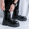 men luxury fashion chelsea boots brand designer platform shoes stage nightclub genuine leather boot handsome ankle botas hombre - Image 2