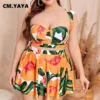 CM.YAYA Women Bikinis Set Floral Print Bandage Paties Mini Shorts Three Piece Set Sexy 2024 Swimsuit Summer Beachwear - Image 4