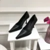 2023 NEW Women's Shoes LEATHER Woman High Heels Pointed Toe Women Pumps for Fashion Office Lady Slip on Sock Free White Black - Image 2