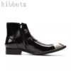 Brand New Design Men Ankle Boots Metal Square Toe Rivets Lace Up Short Boot Fashion Business Black Genuine Leather Boots - Image 5
