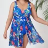 One Piece Swimwear Dress 2022 Fashion Women Summer Floral Print Chiffon Beach Wear Swimsuit Large Size Plus Size Women Clothing - Image 5