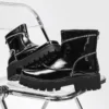 mens luxury fashion patent leather boots square toe shoes cowboy platform ankle boot stage DJ singer designer chelsea botas male - Image 4