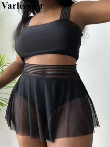 0XL - 4XL With Skirt Bikini Plus Size Large Size Swimwear Women Swimsuit Female Three-piece Bikini set Bather Bathing Suit V3952 - Image 3