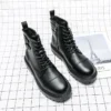 New Thick Sole Casual Leather Business Korean Chelsea Luxury Mens Designer Brand Formal Dress Shoes for Men Ankle Boots Footwear - Image 2