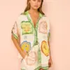 2024 Holiday Casual Printed Women 2 Piece Set Short Sleeve Shirt Blouse Top Loose Shorts Suit Hawaii Summer Beach Outfits NEW