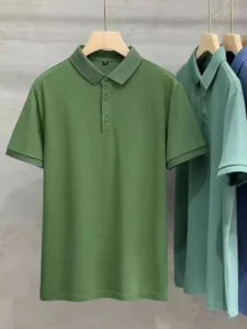High Quality Ice Silk Solid Color Polo Shirt Men's Summer Thin Lapel Top Breathable T-shirt Short Sleeved Shirt Streetwear - Image 2