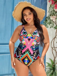 Summer Plus Size One Piece Beach swimsuit Swimsuit For Women Vintage Printed Swimwear Backless Tummy Control Bathing Suit - Image 5