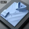 High Elastic Anti Wrinkle Shirt Men Long Sleeve Shirts Business Casual Stripe Luxury Men's Clothing Dress Social Shirt S-4XL - Image 3