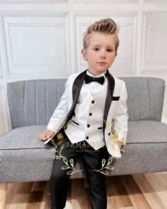 Handsome Boys Suits Tailor Made Wedding Suits For Kids Slim Fit 3 Piece Formal Child Tuxedos (Jacket Vest Pants) - Image 4