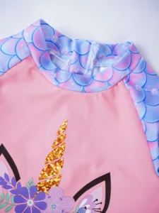 Girls Summer Printed Swimsuits Children Toddler Long Sleeve Tops Briefs Bikinis Set Bathing Suits Beachwear Swimwear 4-16 Years - Image 5