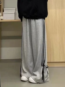 ADAgirl Pink Y2k Sweatpants Women Streetwear Fashion Baggy Bow Side Stripe High Waist Sports Pants Hip Hop Causal Mujer Joggers - Image 4