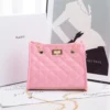 Fashion Women Shoulder Crossbody Bag Rhomboid Grid Pu Leather Button Underarm Luxury Chain Bags Lady Small Square Handbag - Image 4