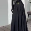 Women Skirts Spring Pleated Floor Length Solid Simple Classic Graceful Popular Newly Young Stylish Cool Korean Style Hot Sale