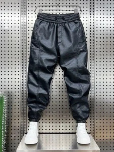 Trendy Motorcycle Leather Pants Men's Hip Hop Harem Loose Trousers Outdoor Jogger Sweatpants Luxury Brand High Quality Clothing - Image 6
