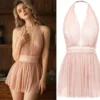 Luxury Backbare Short Dress Women Soft Voile Sleepwear Cute One-Pieces Sexy Lingerie Erotic Pajama Transparent Nightgown Sex Set - Image 4