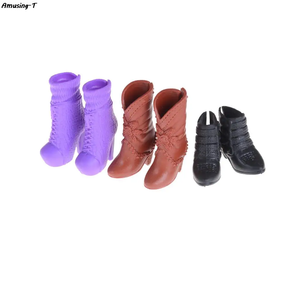 Fashion Colorful Boots Assorted Casual High Heels Long Barrel Cute Shoes Clothes For Doll Accessories Toys Mixed Style 1 pair - Image 5