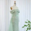 Sharon Said Luxury Off Shoulder Light Blue Mermaid Evening Dress with Detachable Overskirt Dubai Women Wedding Party Dress SS287 - Image 6