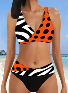 New Summer Women's Two-piece White Graffiti Striped Swimsuit Sexy Holiday Beach Bikini Set S-5XL - Image 4