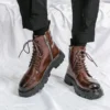 New Thick Sole Casual Leather Business Korean Chelsea Luxury Mens Designer Brand Formal Dress Shoes for Men Ankle Boots Footwear - Image 3
