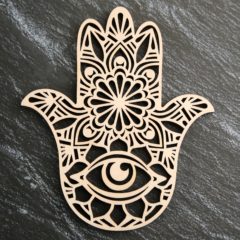 Laser Cut Wood Hamsa Wall Hanging, Living Room Home Decor, Sacred Conscious Meditation Symbol of Protection, Hamsa Hand Wall Art