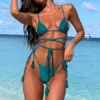 2024 New Sexy Bikini Luxury Swimwear Women Solid Folds Swimsuit Female Bandeau Thong Brazilian Bikini Set Beach Bathing Suit - Image 2
