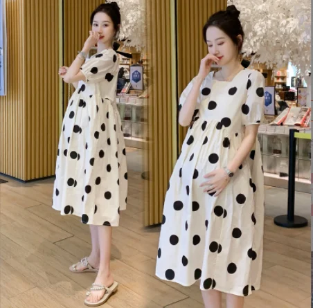 Summer Korean Fashion Maternity Sling Dress Clothes for Pregnant Women