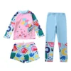 HappyFlute New Kids Swimsuit Cute Printed Girls Swimwear 3Piece With Long Sleeve Sun Protection Children Summer Beach Cloth - Image 2