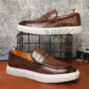 New Black Sneakers Men Vulcanize Shoes Brown Slip-On Size 38-46 Zapatos De Hombre Men Shoes - Image 3