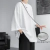 High Quality Men Oversized Ice Silk T Shirts 2023 Summer Mens Half Sleeve Fashions Harajuku T-Shirt Male Solid Simple Daily Tees - Image 3