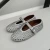 Stylish Studded Crystal Women Mary Jane Ballet Shoes Summer Mesh Hollow Sandals Laofers Casual Soft Leather Comfortable Flats - Image 5