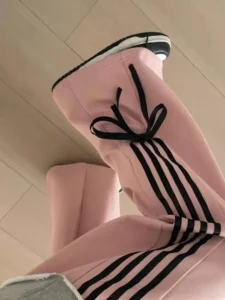 ADAgirl Pink Y2k Sweatpants Women Streetwear Fashion Baggy Bow Side Stripe High Waist Sports Pants Hip Hop Causal Mujer Joggers - Image 5