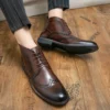 Genuine Leather Luxury Footwear Designer Formal Brogue Dress Winter Business Shoes for Men Fashion Chelsea Casual Ankle Boots 45 - Image 3