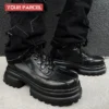 Original design increases height by 7CM Dark Martin boots for men personality leather boots thick soled high top dad shoes - Image 5