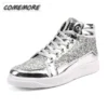 Autumn Winter Men Designer Luxury Men Shoes Sports Style Silver Gold Mens Casual Non-slip Bright Faced Short Boots Big Size 48 - Image 8