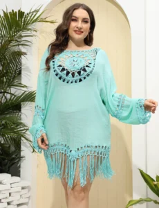2022 New Cover Up Plus Size Bikini Women Swimsuit Cover-up Beach Bathing Suit Beach Wear Knitting Swimwear Mesh Beach Dress - Image 4