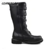 Men's Leather Motorcycle Boots Mid-calf Military Combat Boots Gothic Belt Punk Boots Tactical Army Shoes Autumn Winter Plus Size - Image 6
