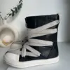 Men Shoes High-TOP Ankle Boots PU Leather Women Boots Vintage Luxury Trainers Casual Lace-up Flat Black Owen Brand Design Ro